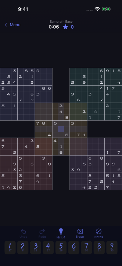 A Samurai board in dark mode