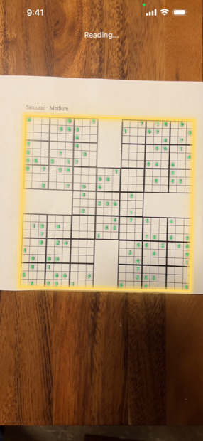 Scanning a Samurai Sudoku with the camera